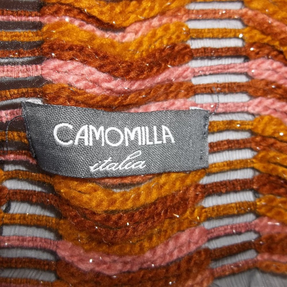 Camomilla Italia Scarf Brown Mauve Pink Orange Grey Black Long Yarn Boho S56 - Picture 3 of 7